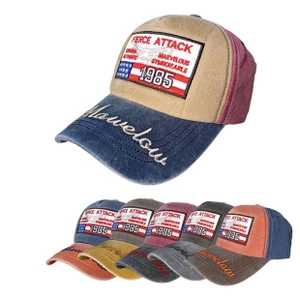 Close-up of vintage washed canvas baseball cap with Fierce Attack 1985 embroidery details