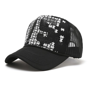 Puzzle Print Mesh Trucker Hat For Men Women Summer Breathable Baseball Cap Adjustable Snapback Fashion Outdoor Sun Hat