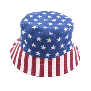 Chapeau de Pêcheur Réversible en Coton pour Femmes Drapeau Américain Étoiles Rayures Imprimé Camouflage Bord Court Protection Solaire Été Chapeau Pare-soleil