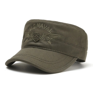 Casquette de cadet vert armée avec broderie U.S. NAVAL et badge ailes métalliques