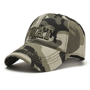 Men's SWAT Embroidered Baseball Cap Cotton Jungle Camouflage Sun Protection Outdoor Tactical Leisure Sports Adjustable Hat