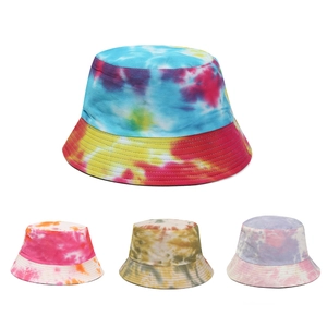 Chapeau Bob Tendance en Coton Tie Dye pour Femmes Hommes Sommet Plat Protection Solaire Extérieur Été Street Style Voyage Plage