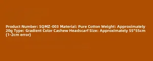 Detailed size and material guide for the 100% cotton colorful gradient square scarf