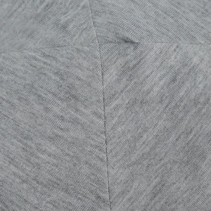 Detail of heather grey knit beanie showing high-quality stitching and fabric texture