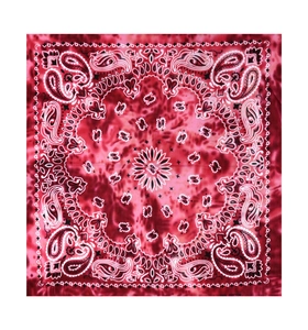 Red and white tie-dye paisley bandana made of 100% pure cotton for outdoor sports