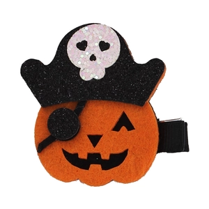 Halloween pumpkin hair clip with pirate hat for girls festive party hair accessories