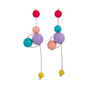 Boucles d'oreilles pendantes en résine colorée avec perles asymétriques vibrantes