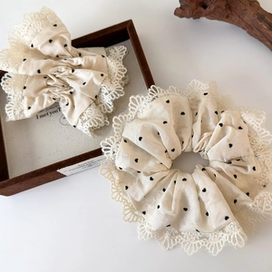 Scrunchie in Stile Balletto con Pizzo e Satén Pois Cuore Vintage Dolce Elastico per Capelli Grande Accessori Capelli Donna