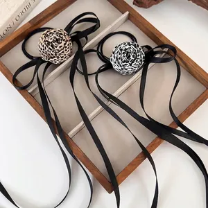 Elastico Per Capelli Con Rosa Leopardata Da Donna Fiocco In Nastro Di Raso Lungo Corda Per Capelli Elegante Per Appuntamenti