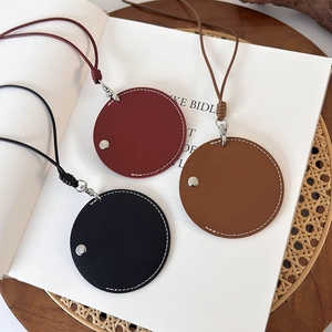 Mini pochette tour de cou vintage en cuir pour pièces et écouteurs noir marron rouge
