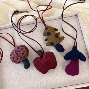 Handmade forest style children fruit mushroom necklace pendants set with soft cord