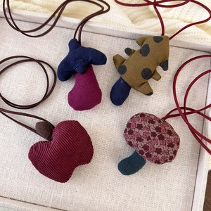 Handmade fabric fruit and mushroom pendant necklace set for children's autumn fashion