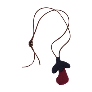 Handmade fabric fruit pendant necklace with adjustable brown cord for children