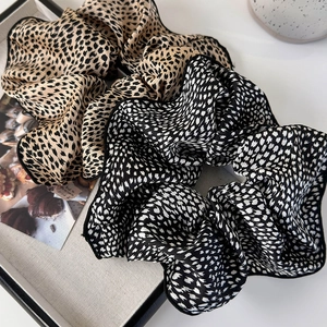 French vintage style leopard and zebra print large scrunchies set for women