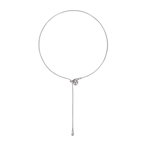 Collier pull réglable minimaliste en forme de Y avec boules en métal et fini argenté