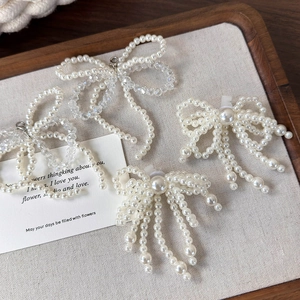 Clips de chaussures élégants en perles en forme de nœud pour décoration de chaussures de princesse
