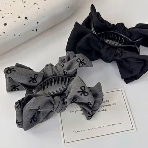 Pince à Cheveux Élégante Style Coréen avec Grand Nœud Support de Queue de Cheval Recouvert de Tissu pour Femmes Bijoux