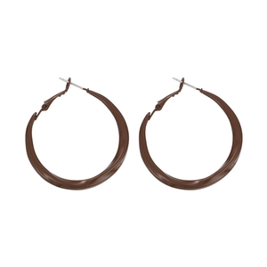 Brown twisted hoop earrings in vintage minimalist design with secure snap closure