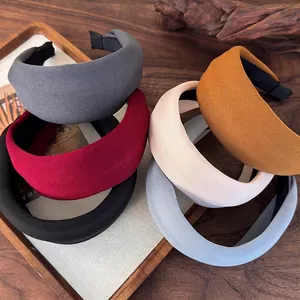 Damen Breiter Gepolsterter Schwamm Haarreif Einfarbig Stoff Haarband High Top Haarreif Gesichtswäsche Haarschmuck
