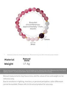 Detail of multi-color natural stone beaded bracelet showing 17cm stretch circumference