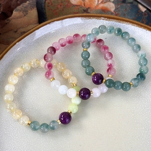 Ethnic Style Natural Stone Beaded Bracelet Handmade Colorful Gemstone Stretch Bracelet Minimalist Versatile Jewelry Gift For Women
