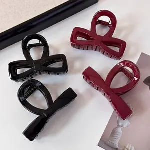Fashion Korean Style Acrylic Bow Hair Clip Glossy Shark Clip Back Head Medium Hair Catch For Women Hair Accessory