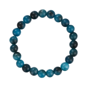 Natural blue and black gemstone beaded bracelet for men and women with polished finish