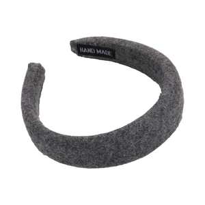 Gray thick felt headband with high-top design and handmade label in vintage French style