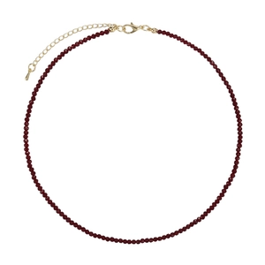 Elegant deep red beaded necklace with pearls and gold-tone adjustable lobster clasp chain