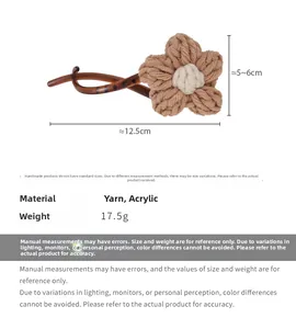 Détails et dimensions de la pince à cheveux à fleurs tricotées de 12,5 cm de long