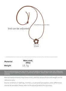 Detalles de dimensiones del colgante flor marrón y cordón de cera ajustable