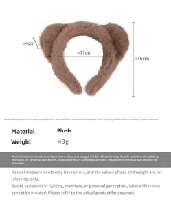 Guide des dimensions du serre-tête oreilles d'ours en peluche avec texture douce