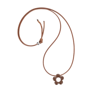 Collar minimalista de flores de resina marrón oscuro con cadena de cordón de cera trenzado