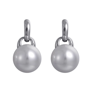 Minimalistische silberne Perlenohrringe mit polierter Kugel für Damen