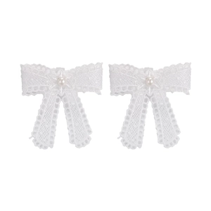 Paire de clips à chaussures en dentelle blanche avec nœuds et perles pour baskets
