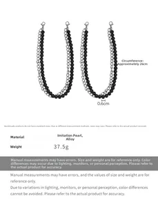 Dual-layer shoe lace charms with black pearls and silver chains for sneakers