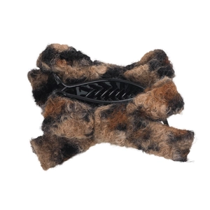 Fuzzy leopard print plush banana hair clip with a vintage aesthetic for women