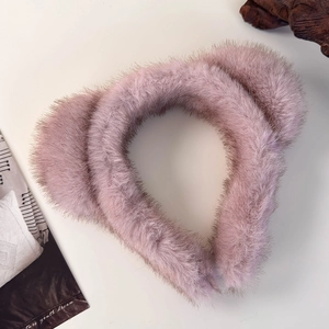 Serre-tête oreilles de chat en fausse fourrure mauve pour l'hiver et le maquillage