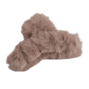 Große Plüsch-Haarklammer in Altrosa mit Kunstfell für Herbst und Winter Styling