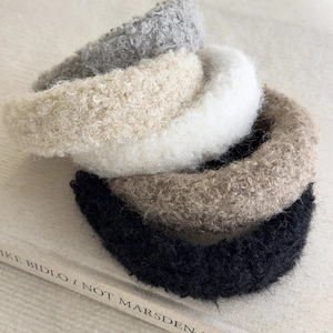 Winter plush fleece headbands set in grey beige white khaki and black colors