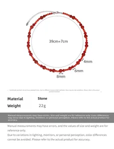 Détail du collier de perles rouges avec pierres de 4mm à 8mm et chaîne d'extension
