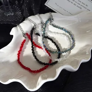 Elegant Multi-faceted Glass Beaded Bracelet For Women Handmade Woven Crystal Style Jewelry With Adjustable Extension Chain