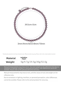 Specifiche dettagliate delle dimensioni per collane di perle viola con diametro 3mm-10mm