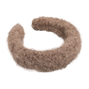 Fashionable brown lamb wool padded headband with thick sponge for high cranial top hair style