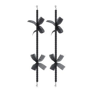Chaînes de chaussures à perles noires avec nœuds en organza et fermoirs métalliques DIY