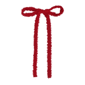 Fermaglio per capelli a fiocco rosso in peluche con lunghi nastri eleganti