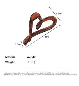 Paramètres de taille de la pince à cheveux cœur en écaille de tortue de 13 cm de long