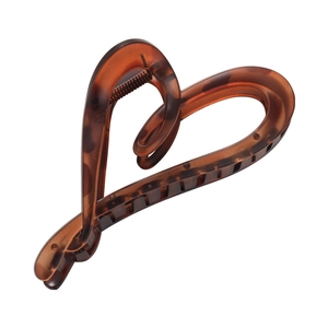 Pince à cheveux élégante en forme de cœur avec motif écaille de tortue marron