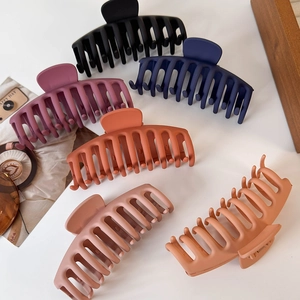 Matte finish large claw clips for thick hair in multiple colors like navy and pink
