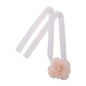 Sweet lace flower headband and choker necklace with delicate pink mesh petals and beads